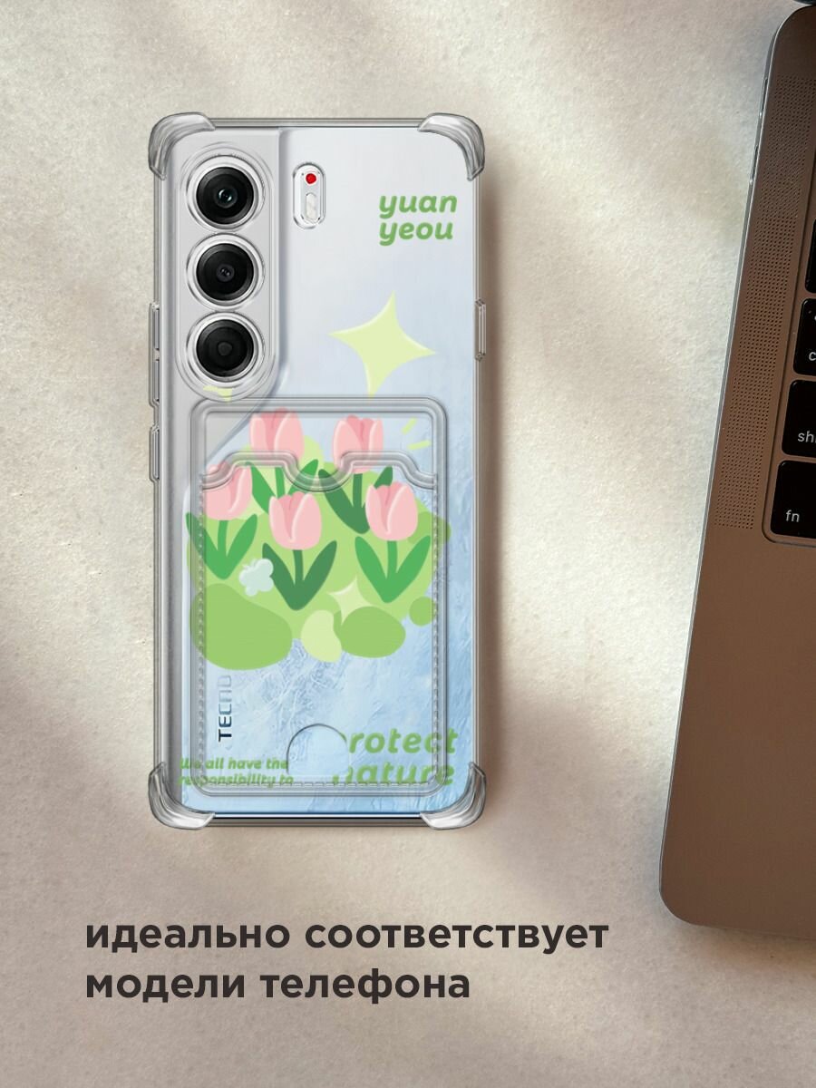 Чехол на Tecno Camon 40 Pro (Текно Камон 40 Про) с картой и принтом "Protect nature" — фото 1