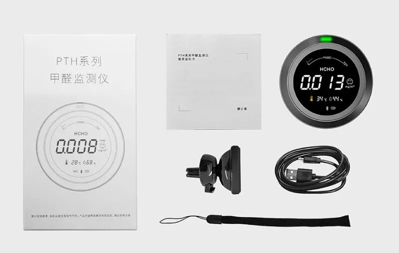 Датчики Качества И Анализаторы Воздуха Xiaomi Анализатор качества воздуха Xiaomi Cexiaofei PTH-3M (температура, влажность, HCHO, tVOC) MiHome APP, черный