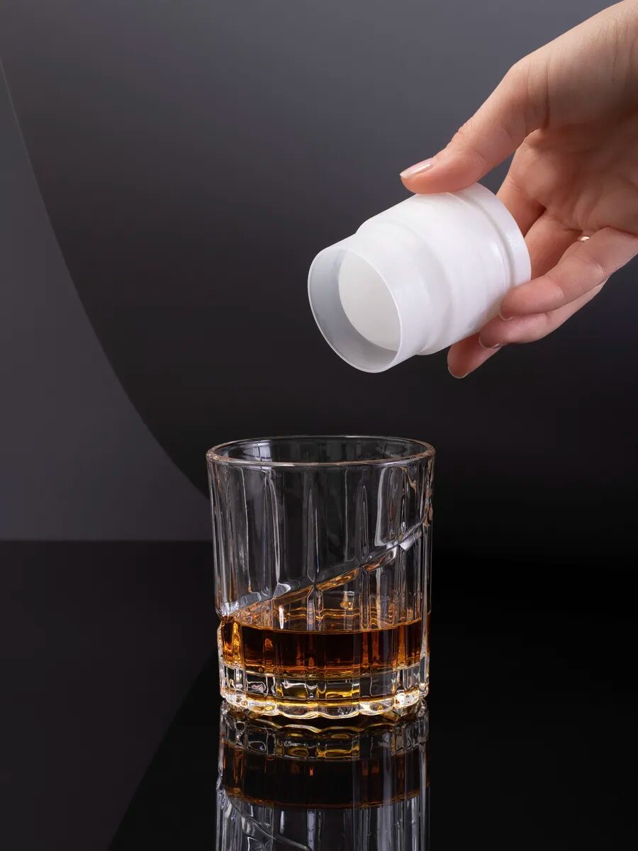 Стаканы Aura Of Bohemia, вращающиеся, прозрачные, стекло, 310мл, 2шт. с формами для льда — фото 1