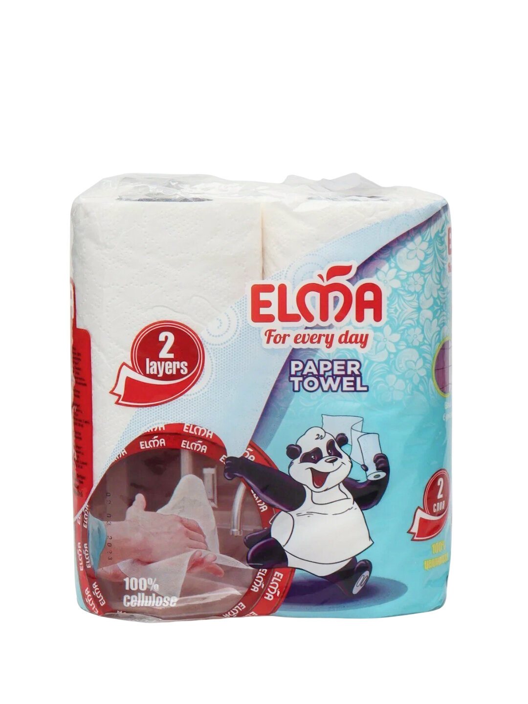 Бумажные полотенца Elma, двухслойные, без хлора и спирта, впитывающие, 2 шт — фото 1