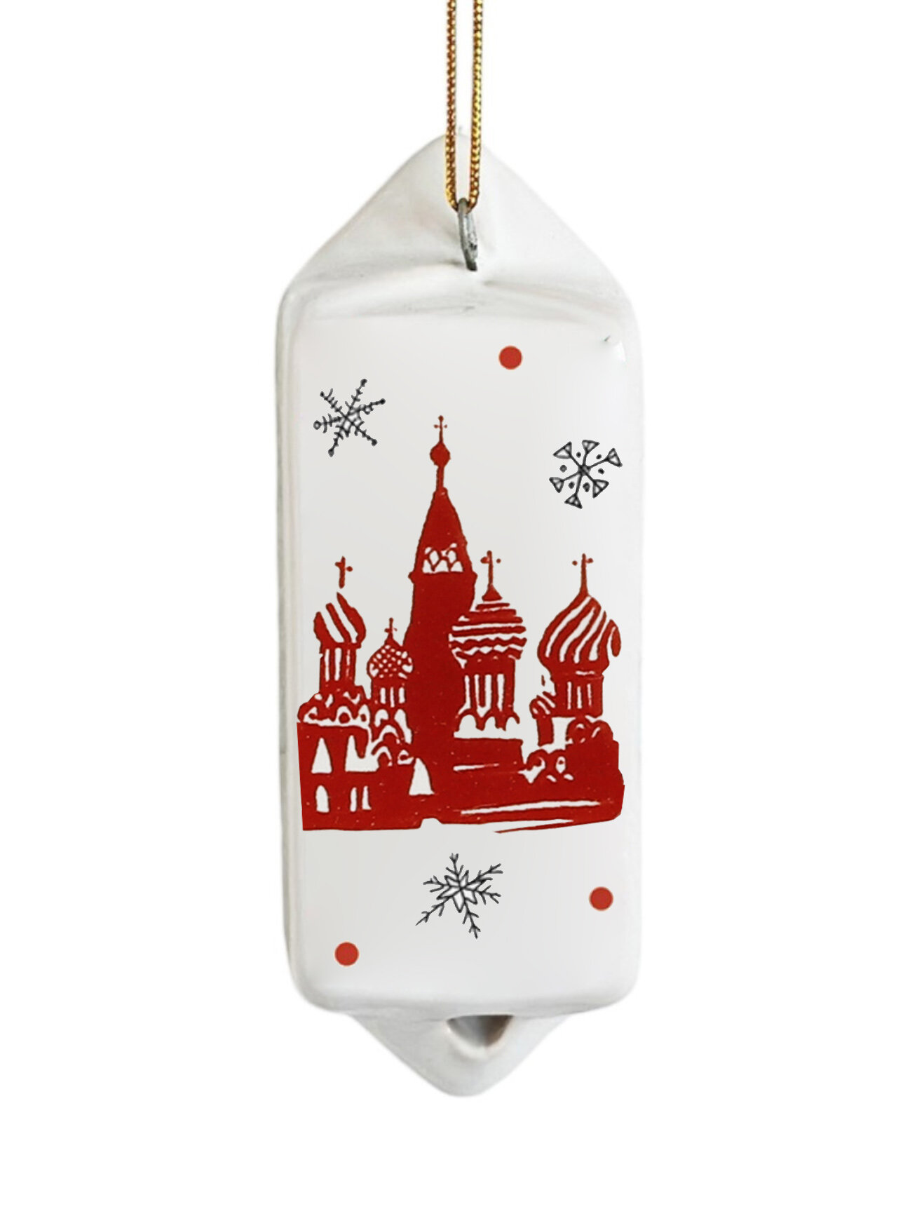 Елочная игрушка Конфета. Москва керамика 3 х 2 х 9 сантиметров.