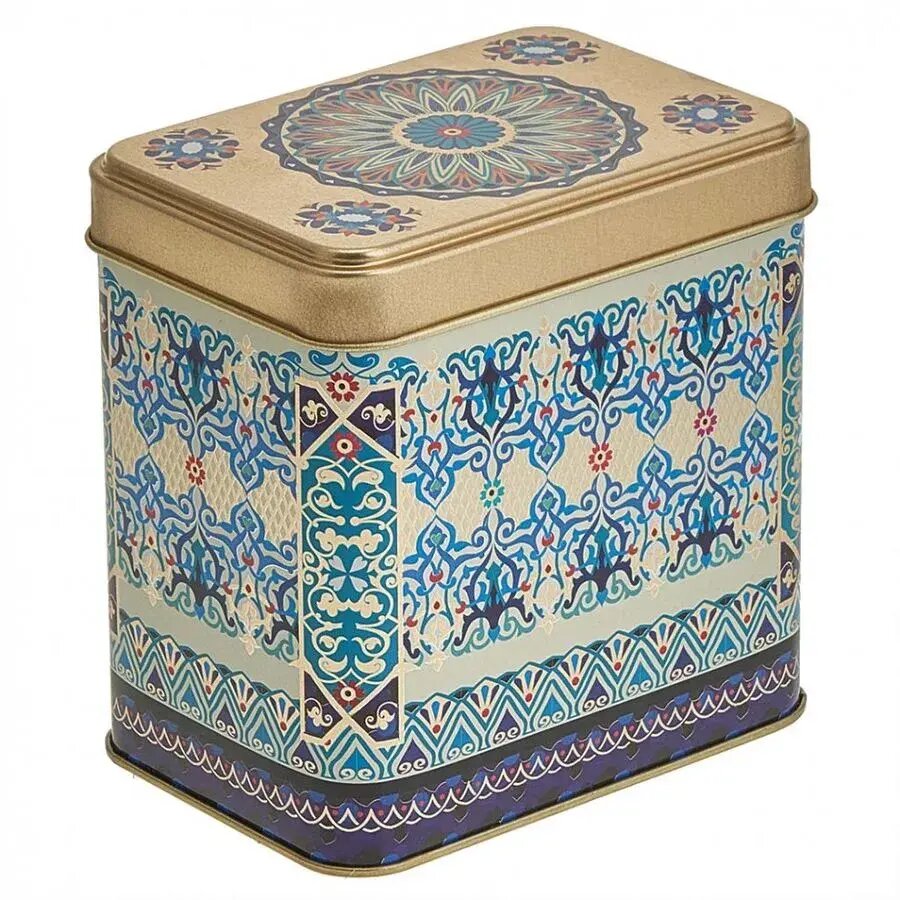Жестяная банка для хранения с декоративным орнаментом 98x67x60 см кремовая