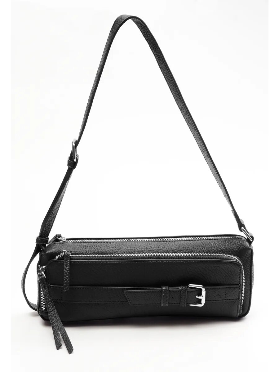 Сумка багет BT, фактура гладкая, черный — фото 1