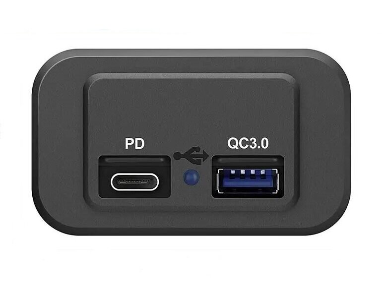 Розетка USB РИФ QC 3.0/PD, накладная, для автомобиля, IP65, с подсветкой