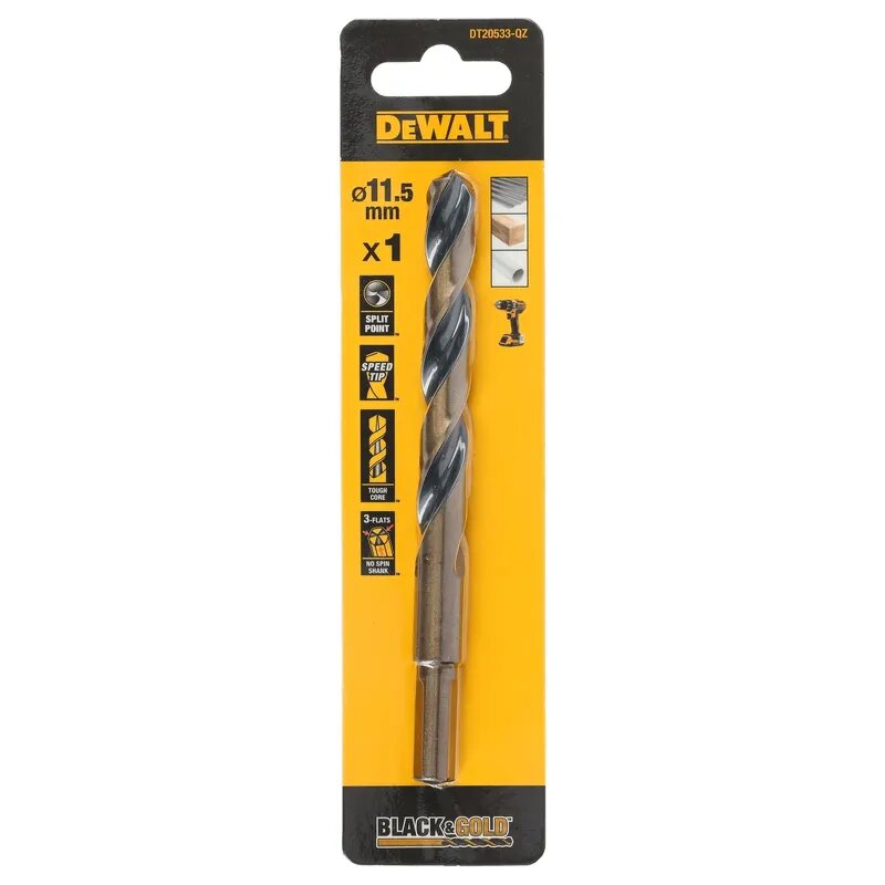 Сверло по металлу DeWalt Black&Gold HSS 11.5мм 135 ° DT20533-QZ