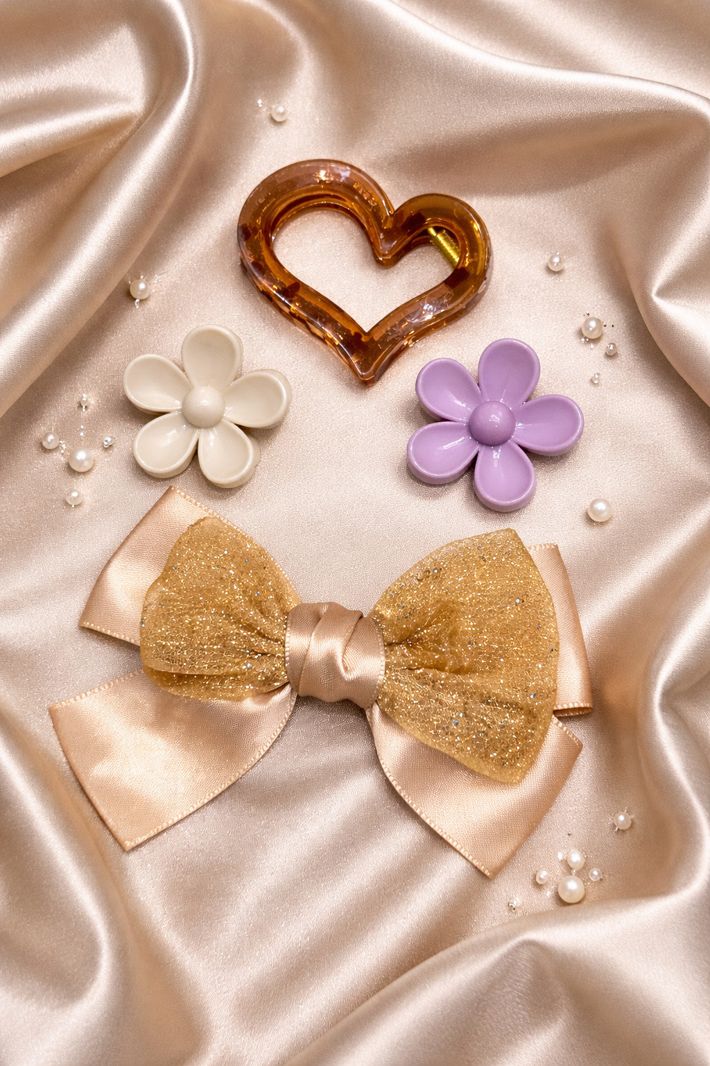 Набор заколок "Бантик" 4 в 1, для укладки волос, водостойкий, цвет шоколад