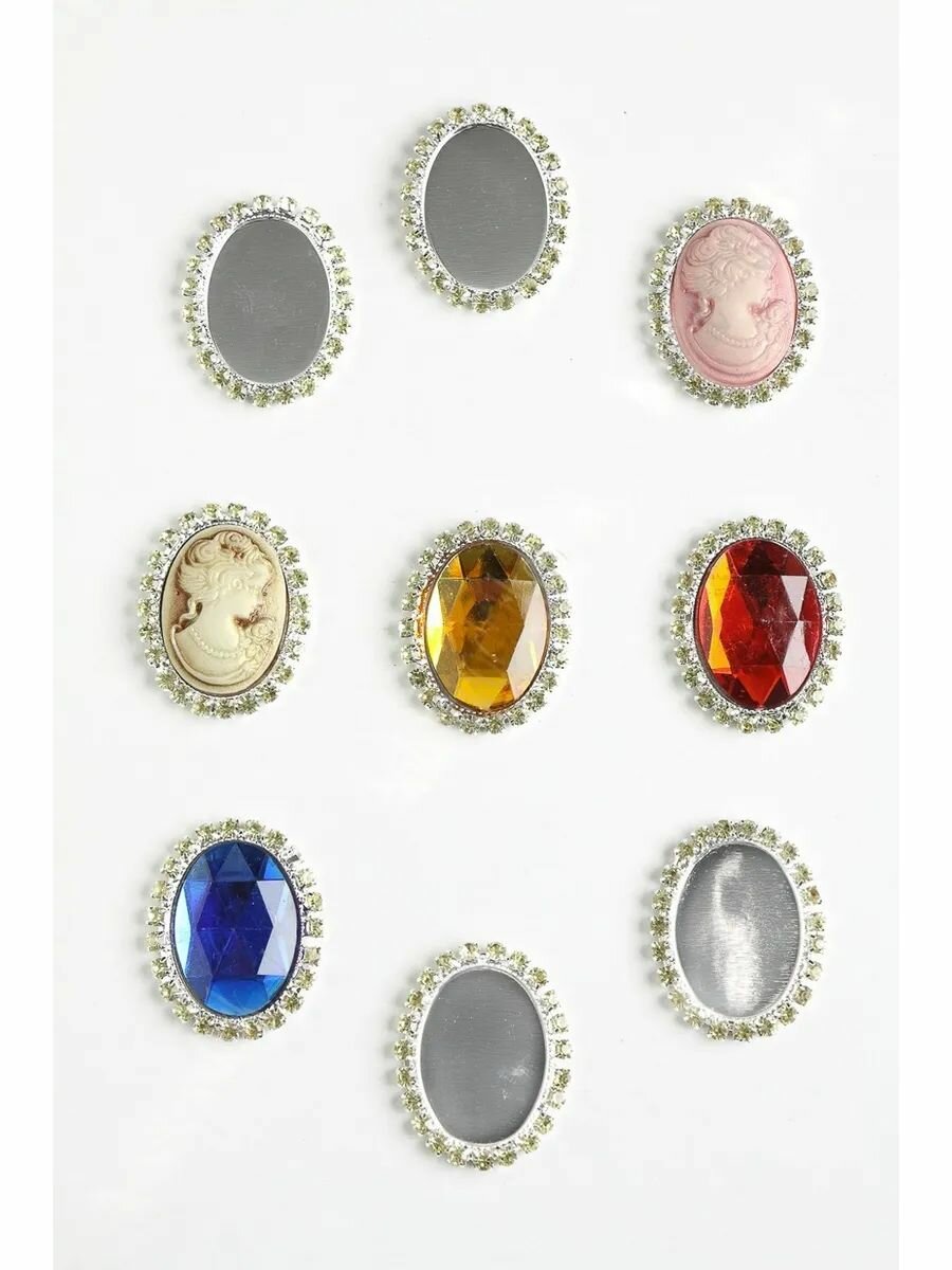 Крышечка металл со стразами овал 25*32мм (5 шт)