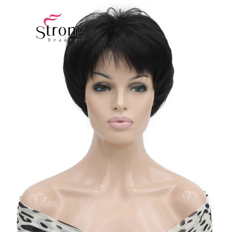 Короткий черный парик StrongBeauty, каре, синтетика