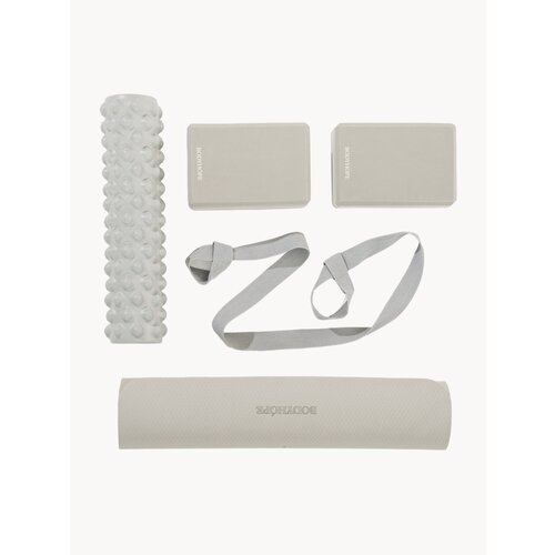 Коврик BODYHOPE для йоги, фитнеса, пилатеса, двухсторонний, серый, 183x61 см