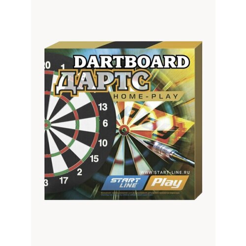 Дартс Start Line Home-Play, с двусторонней мишенью, 6 дротиков, диаметр мишени 43см