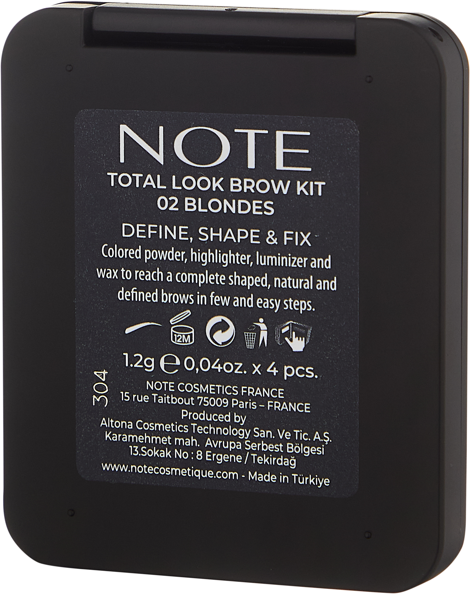 Набор теней для бровей Note Cosmetique Total Look, 4 оттенка, 1.2г — фото 1