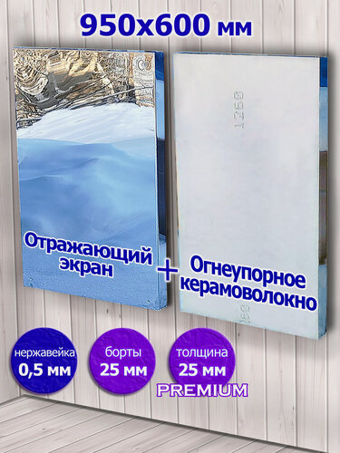 Изображение товара Защитный отражающий экран для печи, с керамоволокном, 95x60 см