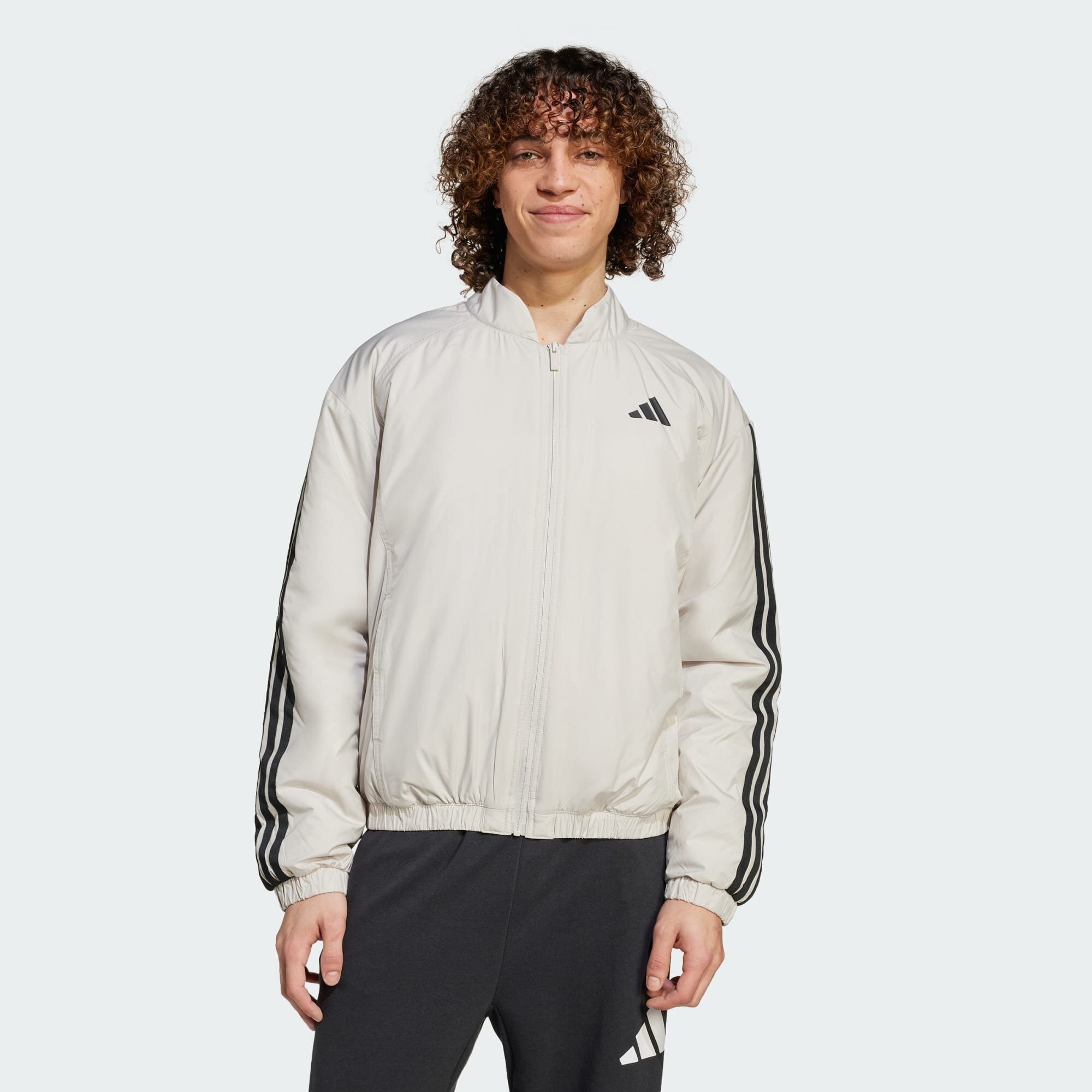 Бомбер adidas Essentials 3-Stripes Insulated Bomber Jacket, размер L, бежевый