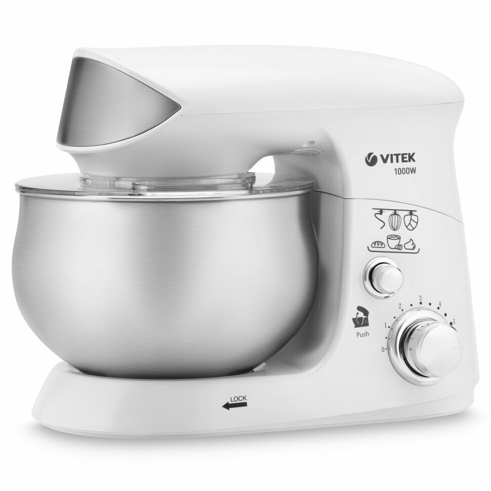 Кухонная машина Vitek VT-1444 планетар. вращ. 1000Вт белый
