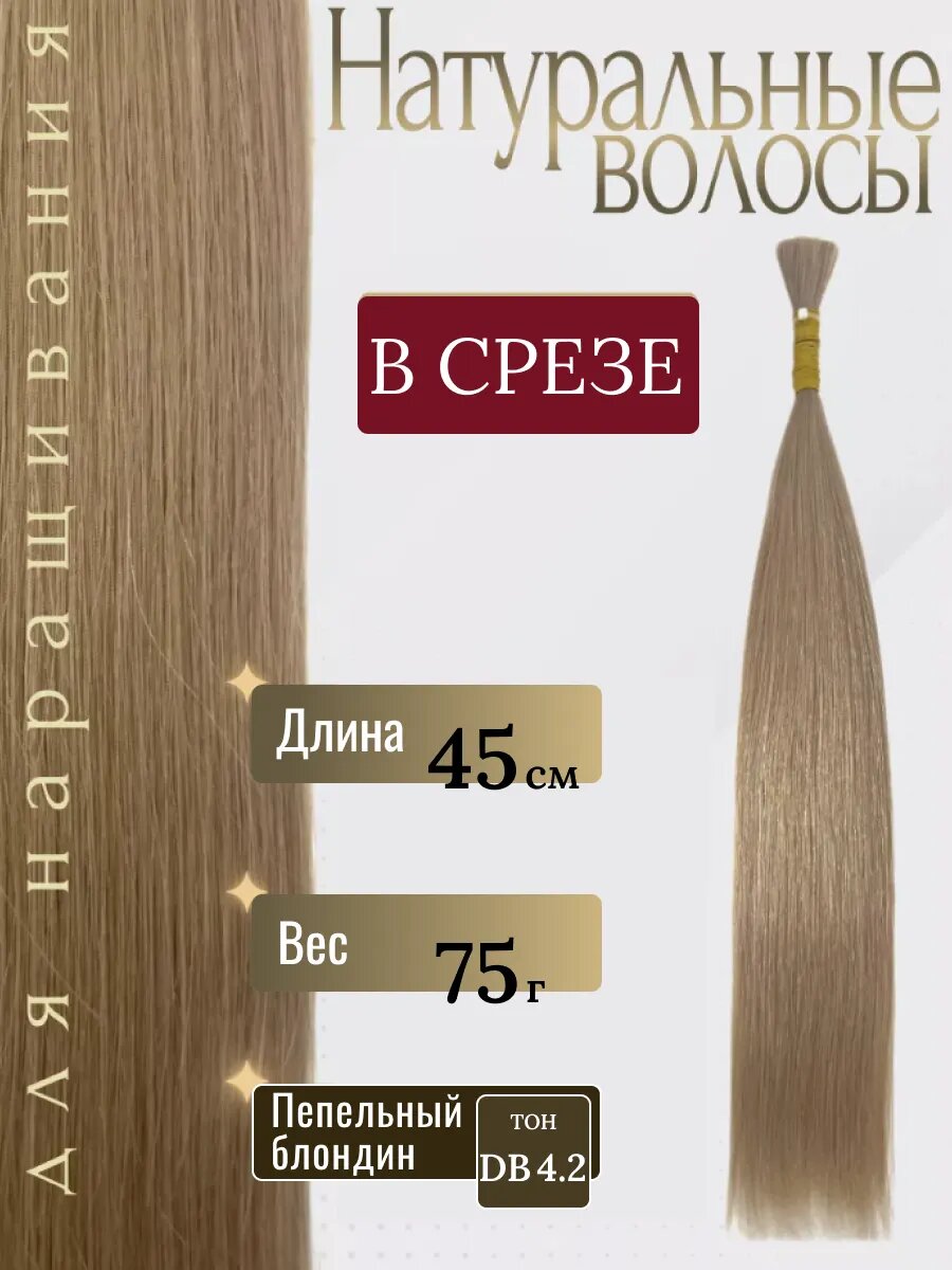 Натуральные волосы в срезе для наращивания DB4.2 тон 45 см / Slavic Hair company