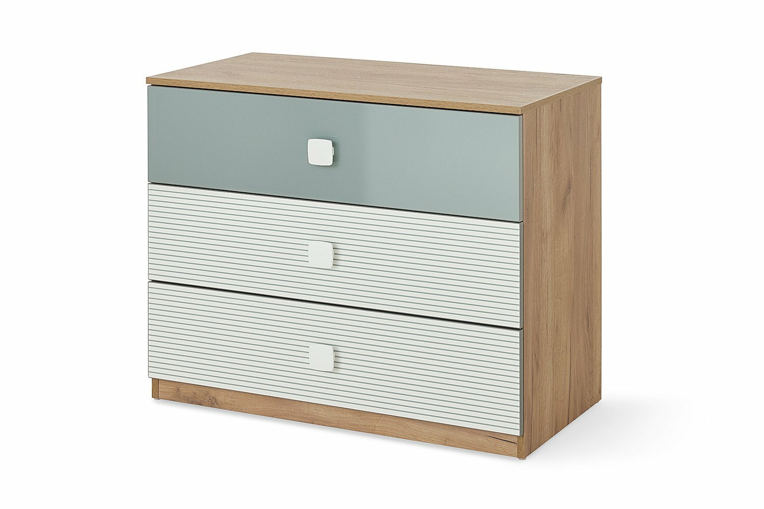 Комод напольный Модекс-2 90х755х46 см для детской с ящиками ЛДСП/лакированный ЛДСП цвет дуб золотой белый голубой