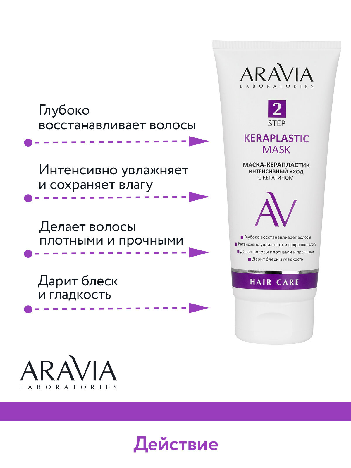 ARAVIA Маска-керапластик интенсивный уход с кератином Keraplastic Mask, 200 мл — фото 1