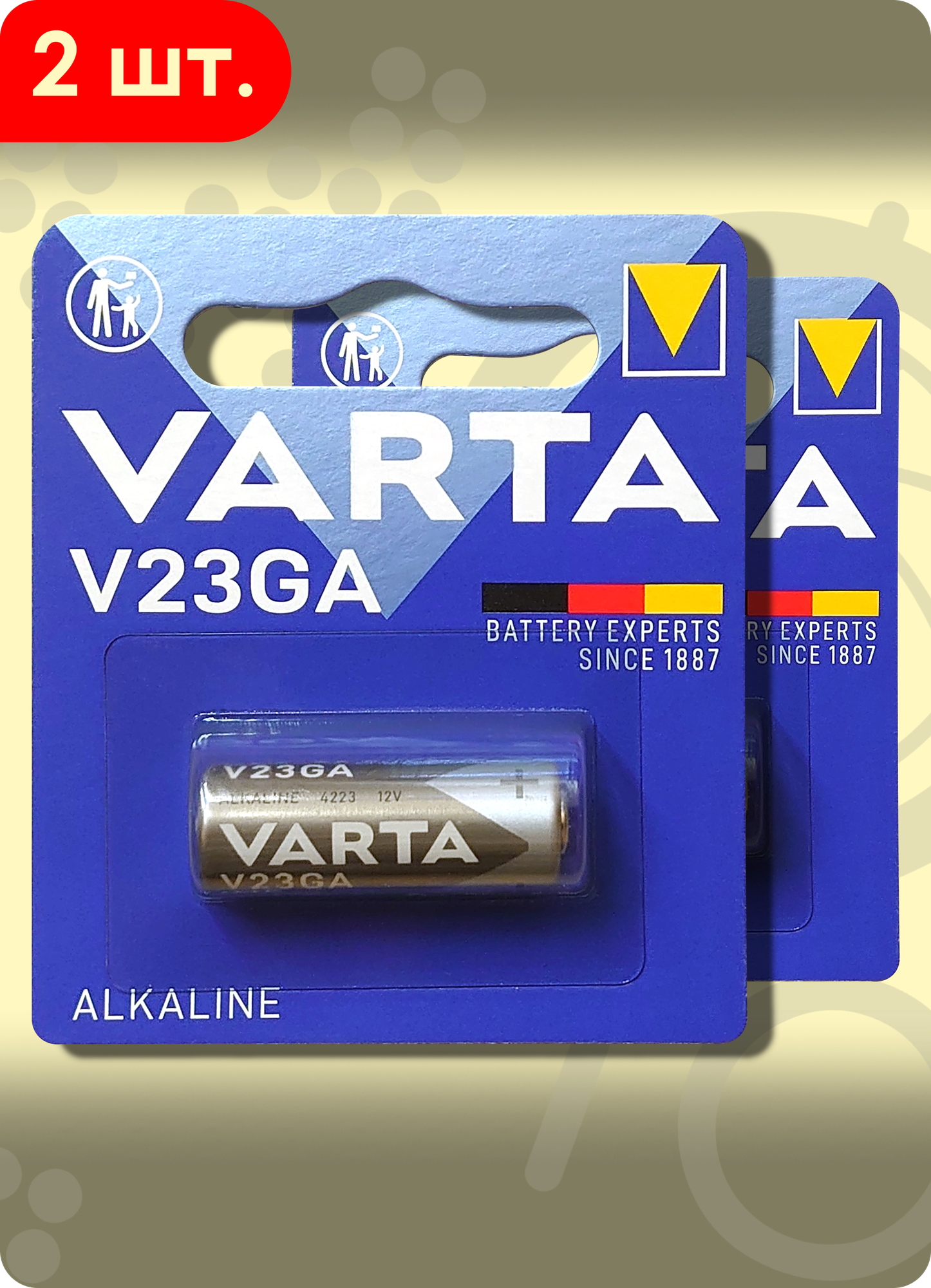 Varta 23A (V23GA/MN21) | 12 вольт, Щелочная (Алкалиновая) батарейки - 2шт.