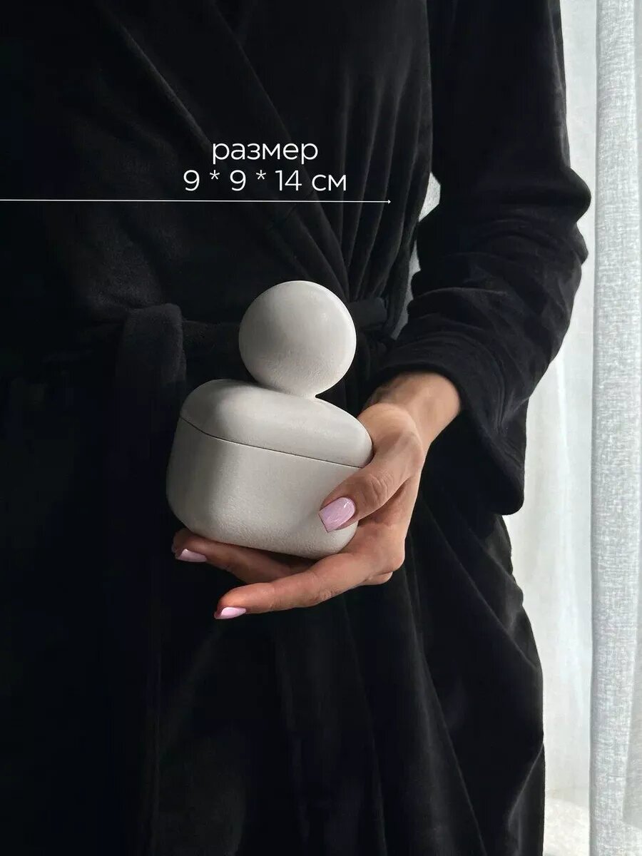 Свеча ароматическая в гипсе с деревянным фитилем, кокосовый воск, Adele — фото 1