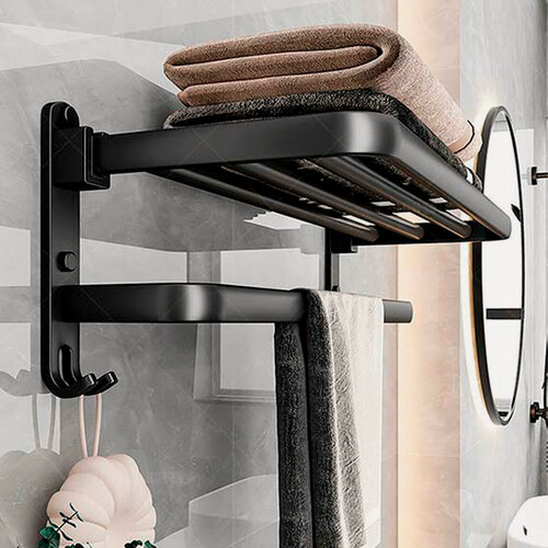 Изображение товара Держатель для полотенец в ванную комнату черный 60 см