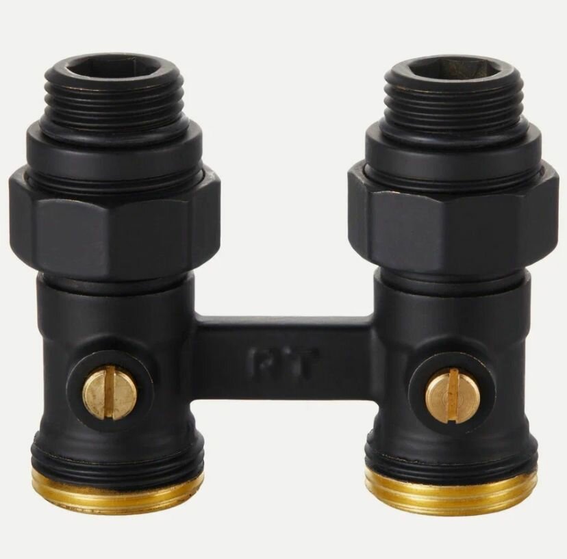 Узел нижнего подключения Delta прямой 1/2"х3/4" EK (чёрный)для подключения радиатора отопления