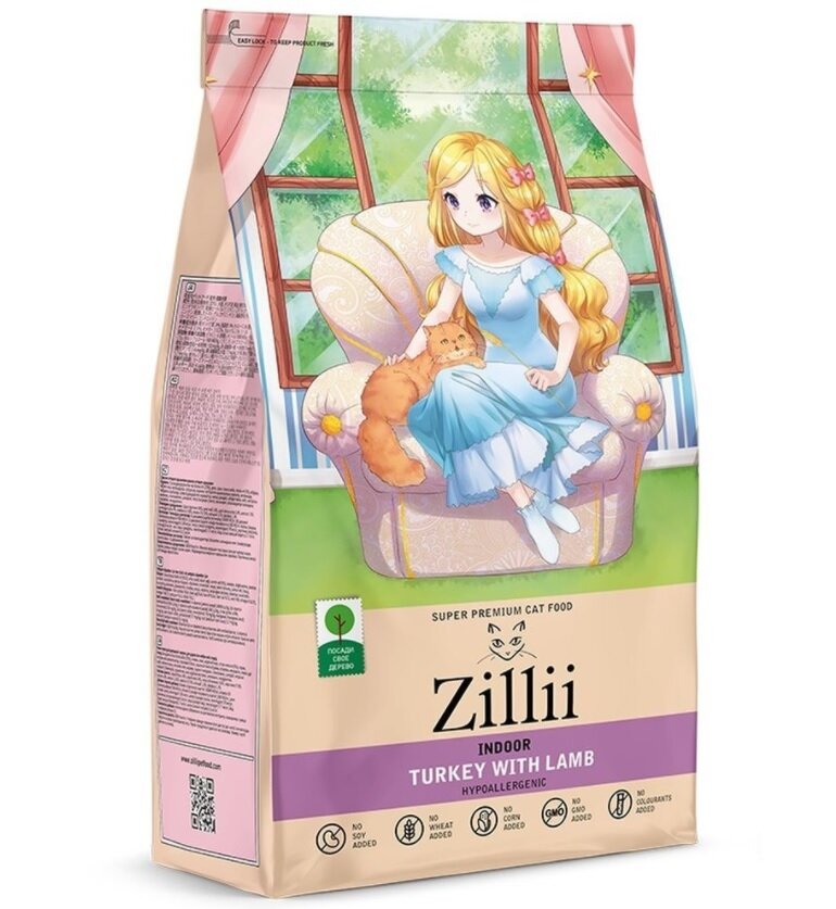 Корм для кошек ZILLII (Зилли) Cat Adult Indoor индейка и ягненок 2кг