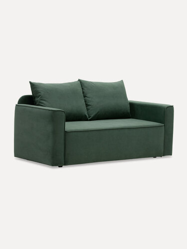 Изображение товара Диван-кровать прямой Мокка 175х85х91 см, спальное место : 200х80 см, еврокнижка, велюр зеленый