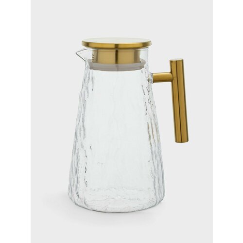 Кувшин, Kuchenland, 2 л, с крышкой-фильтром, стекло Б/сталь, золотистый, Classic gold