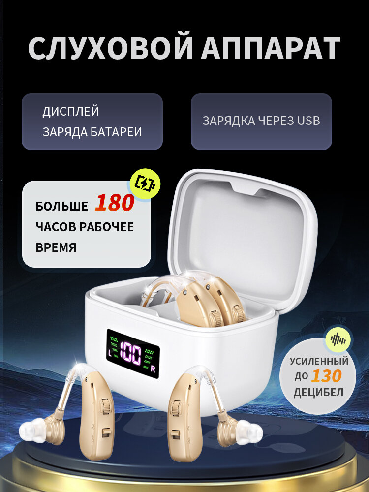 Слуховой аппарат для пожилых с зарядным устройством цифровой