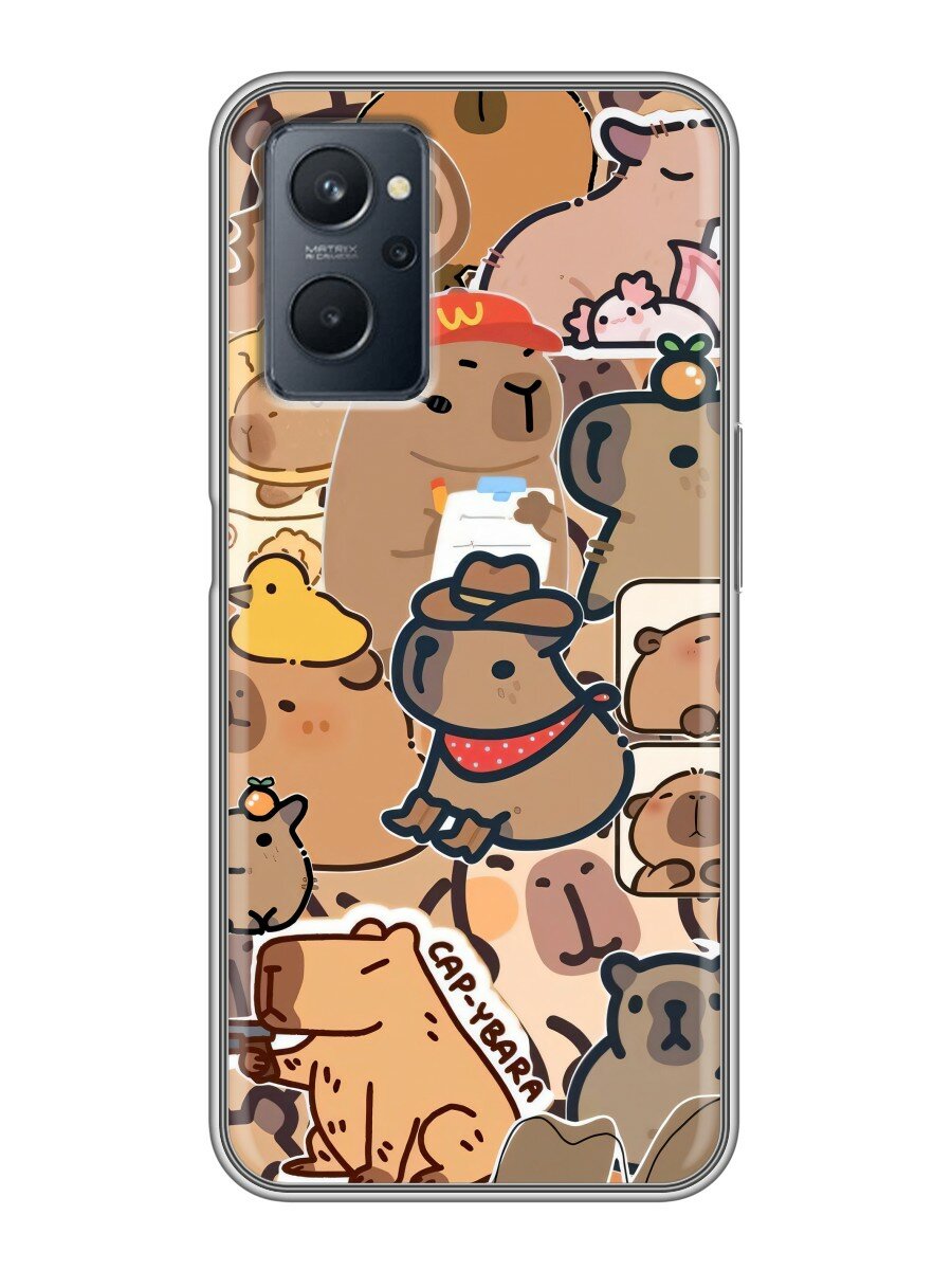 Чехол для Realme 9i 4G с принтом Смешные капибары (Реалми 9i 4G)