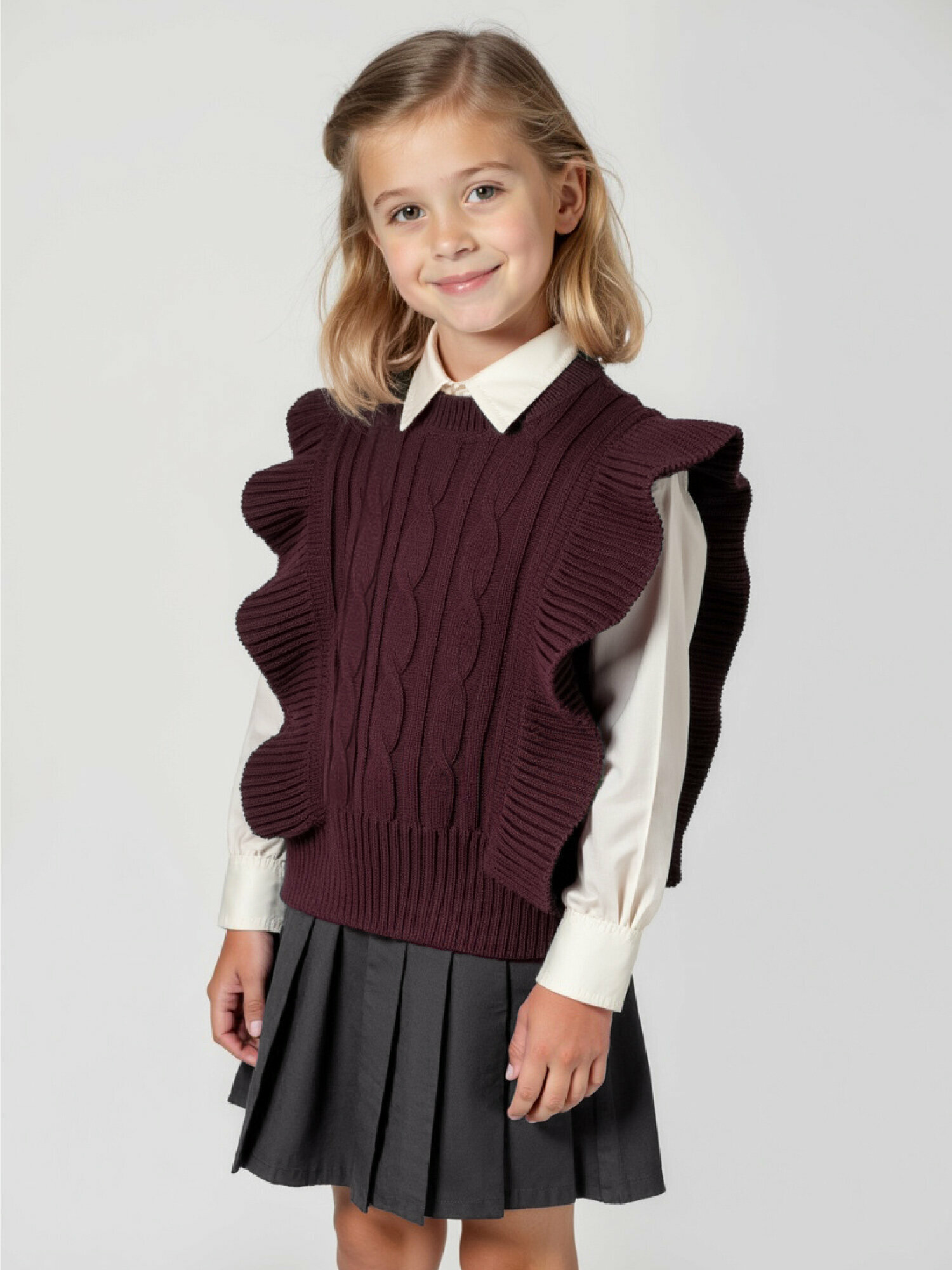 Школьный жилет Amarobaby School, размер 128, бордовый