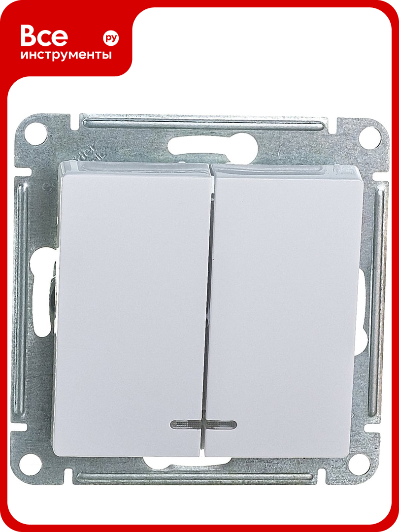 Механизм выключателя Systeme Electric 2 кл  ATLAS DESIGN с подсветкой сх 5а 10АХ белый ATN000153