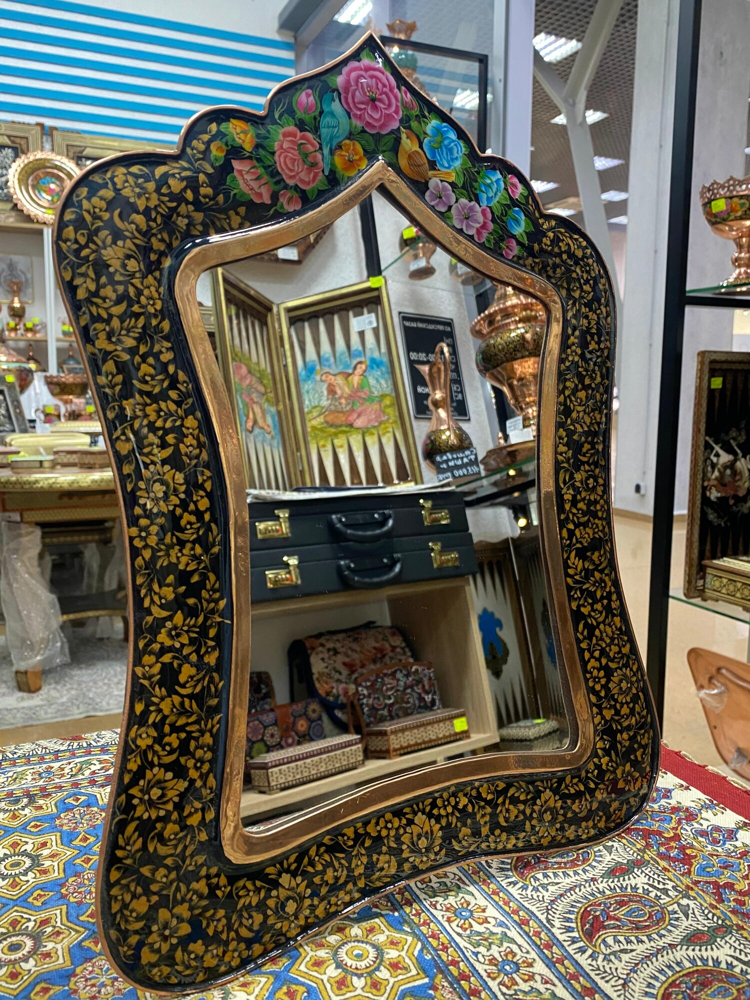 Зеркало Персидский базар "Ташир", декоративное, ручная работа, бронза, 37х24 см