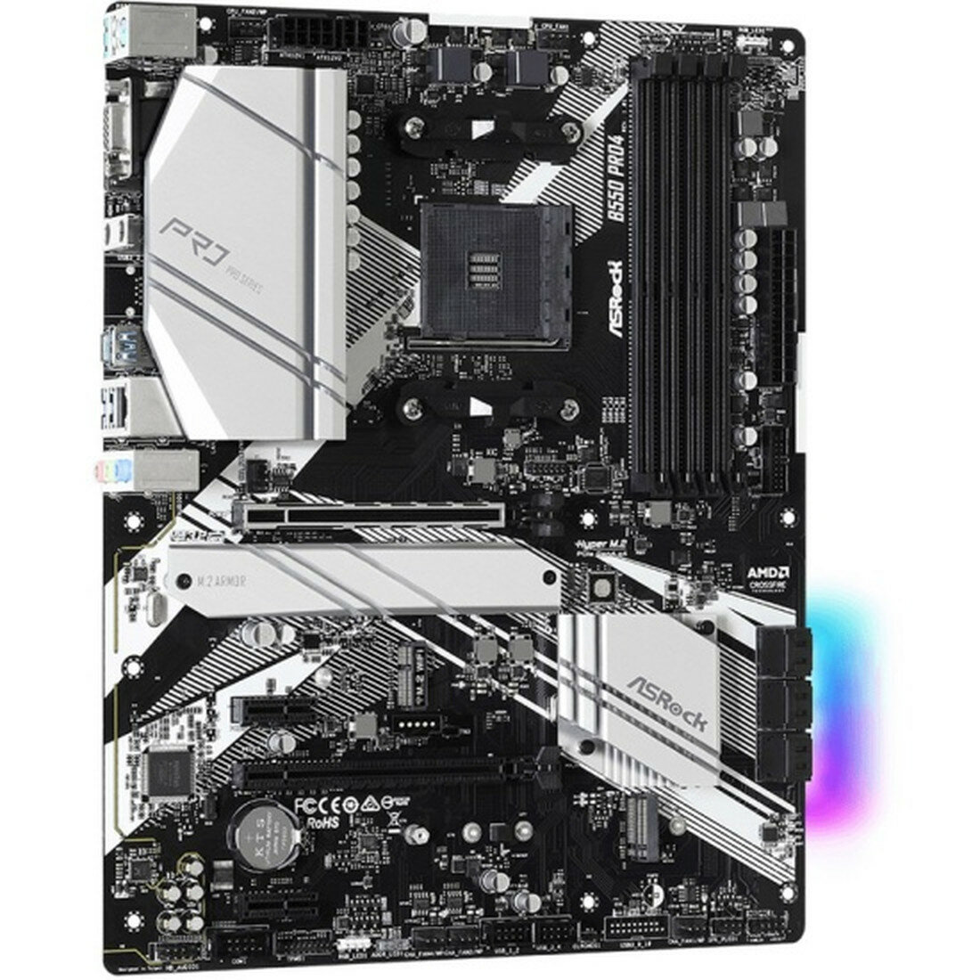 Материнская плата ASRock B550 PRO4, для игр и стриминга, 8-канальное аудио, 128Гб
