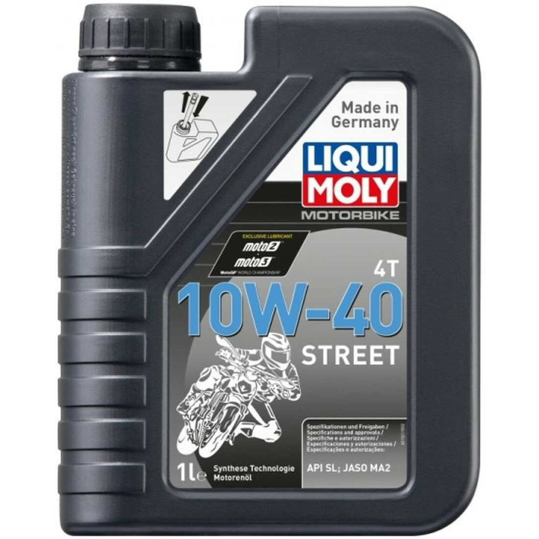 Моторное масло LIQUI MOLY Motorrad 4T, 10W-40, HC-синтетика, для мототехники, 1 л