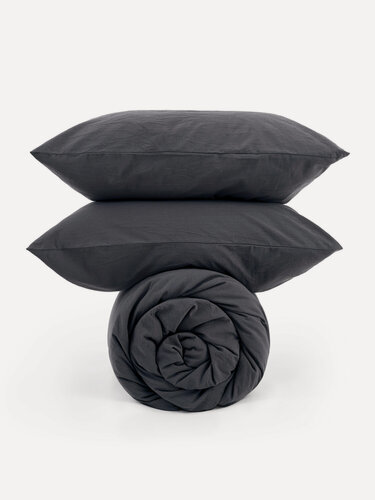 Изображение товара Комплект постельного белья MORФEUS (морфеус) - Melange Black (чёрный), 2-спальный, вареный хлопок