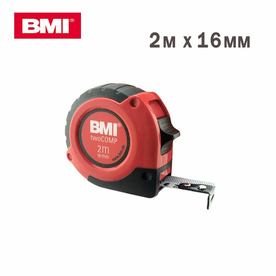 BMI Измерительная рулетка Строительная Линейчатый ремень из нержавеющей стали 2 м x 16 мм NO.472 241