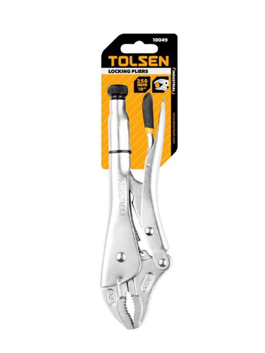Зажим с фиксатором TOLSEN 250 мм, с закругленными губками 10049