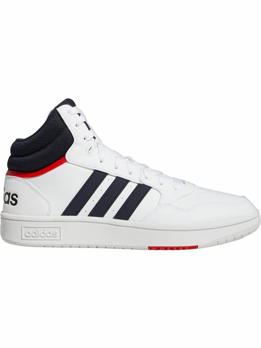 Кеды adidas Hoops 3.0 Mid, полнота F, размер 9 UK, белый/черный/красный