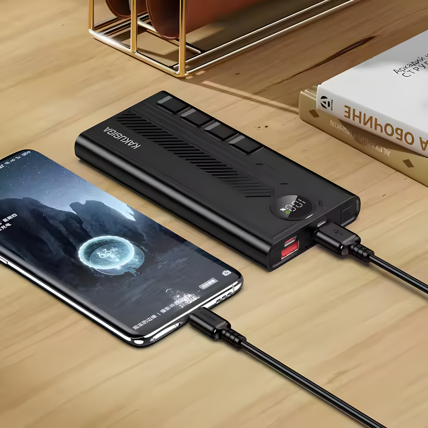 Внешний аккумулятор kakusiga Power Bank KSC-1094, быстрая зарядка, LED-дисплей, 10000 mAh — фото 1