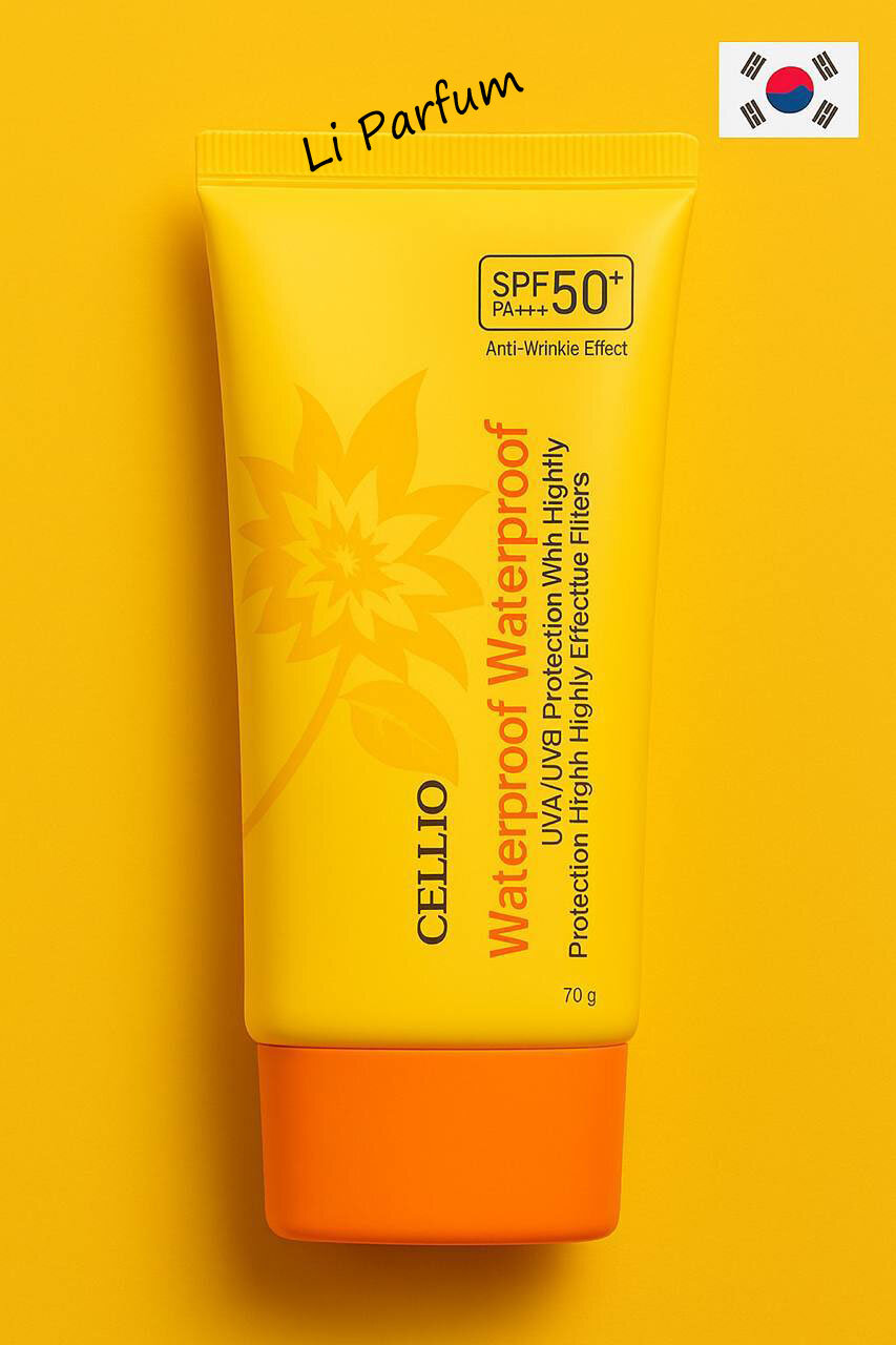 Cellio SPF 50+ PA+++ — Водостойкий Солнцезащитный крем для лица надёжная защита от UVA/UVB, 70 г