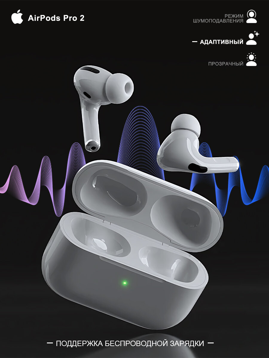 Беспроводные наушники с ANC, Bluetooth 5.3, MagSafe кейсом, IP54