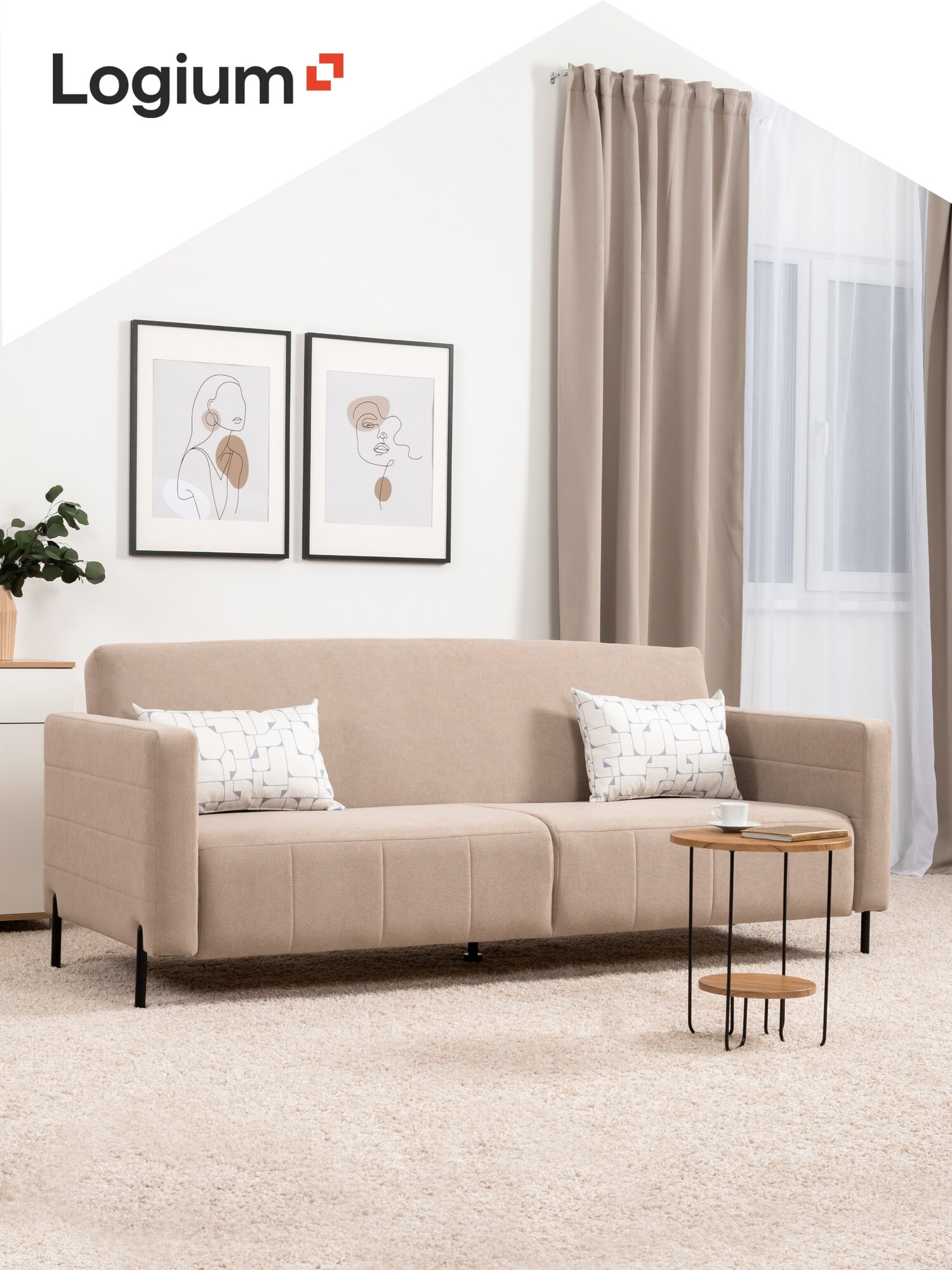 Диван раскладной Марсо Арт. ТД 741/1 Mikea 3 (бежевый), Mikea 3 (бежевый), Liberty 090