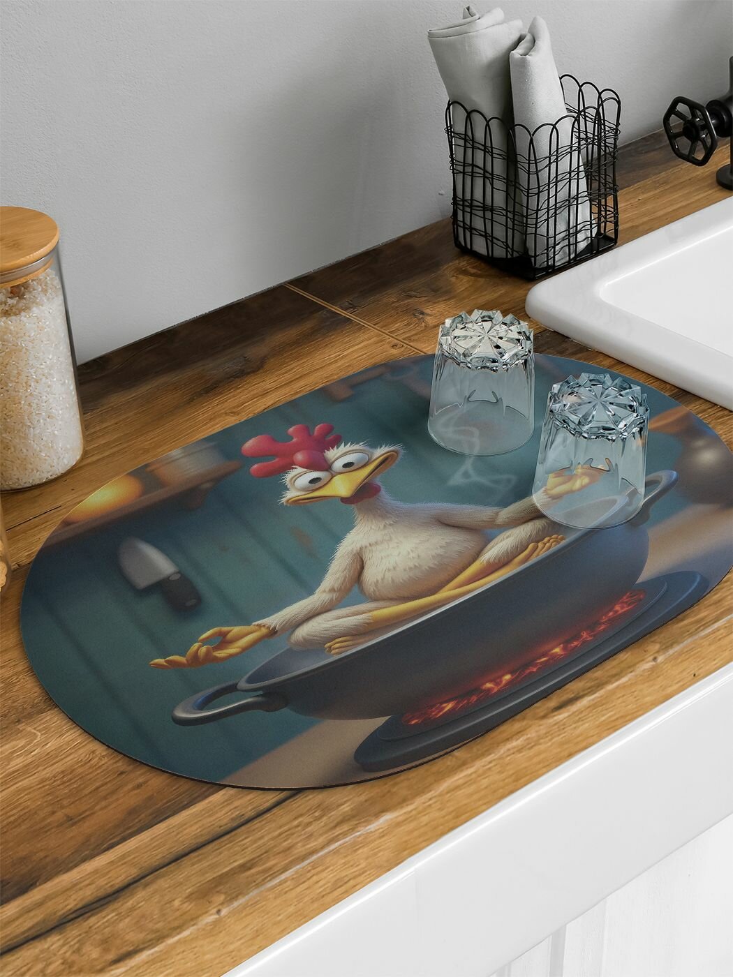 Коврик овальный для сушки посуды 