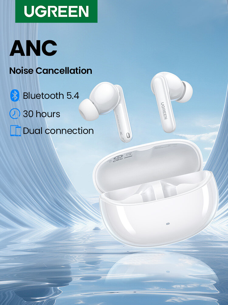 Беспроводные наушники с шумоподавлением от UGREEN HiTune ANC, сенсорное управление, до 28 ч автономности, IPX5