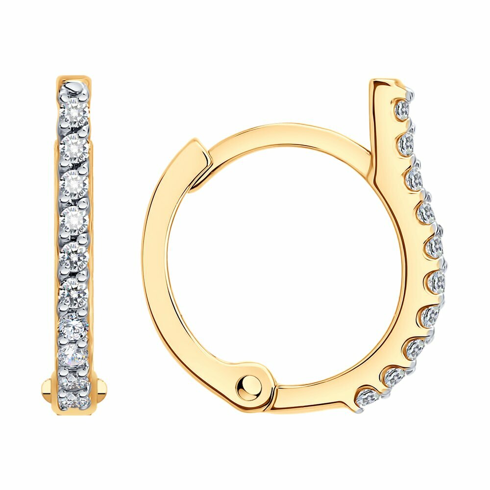 Серьги конго Diamant, красное золото, 585 проба, фианит