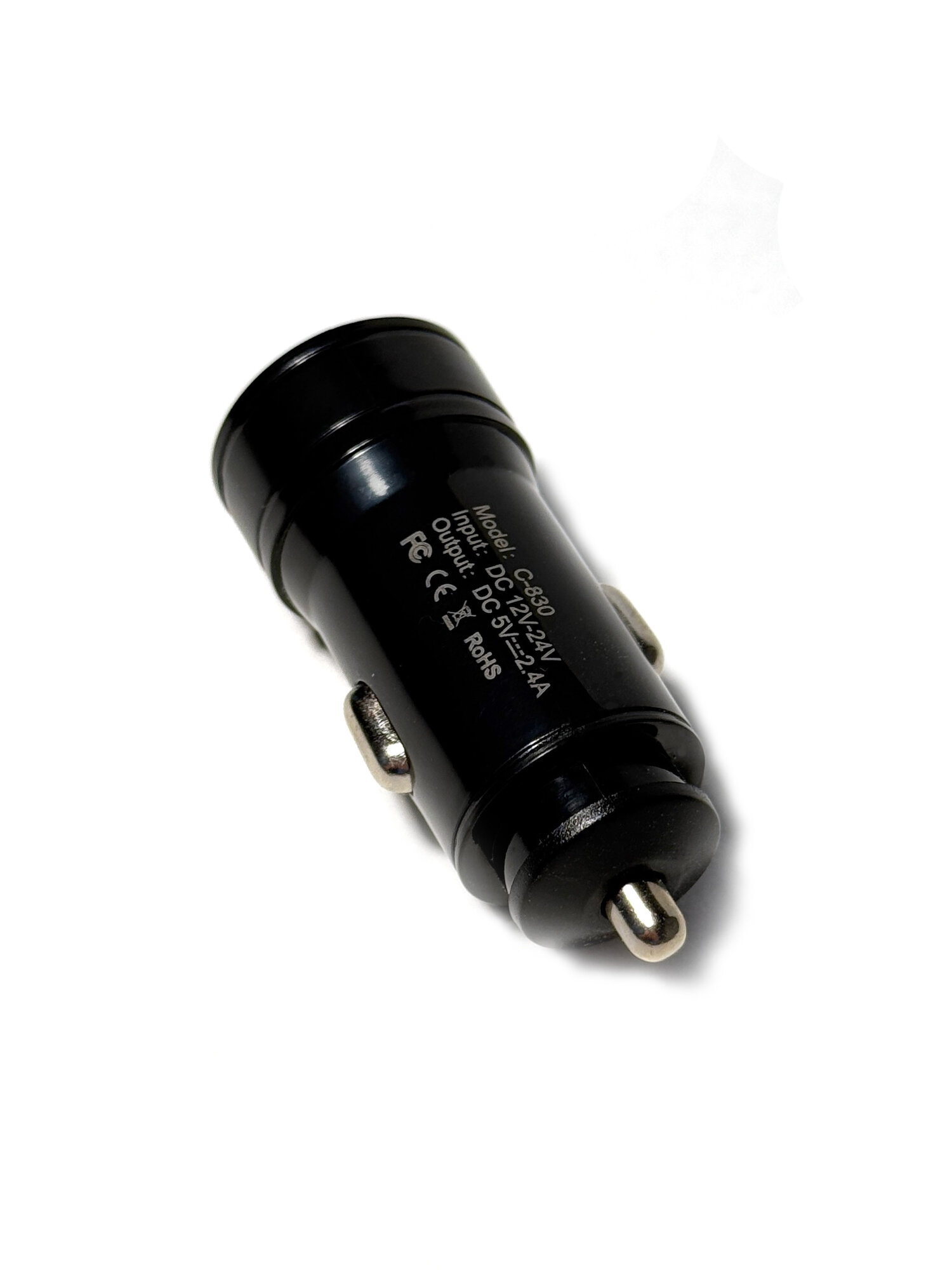 Автомобильное зарядное устройство AWEI, USB, черное, быстрая зарядка, два разъема — фото 1