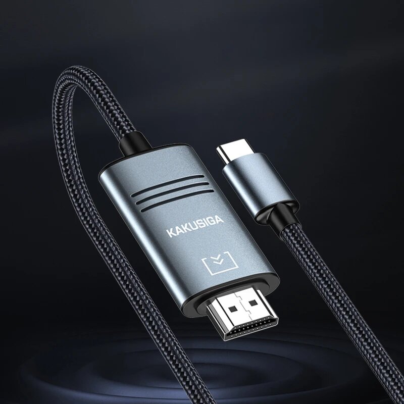 Кабель Kakusiga, Type-C, HDMI, Ultra HD Video Cable, 2м, черный — фото 1