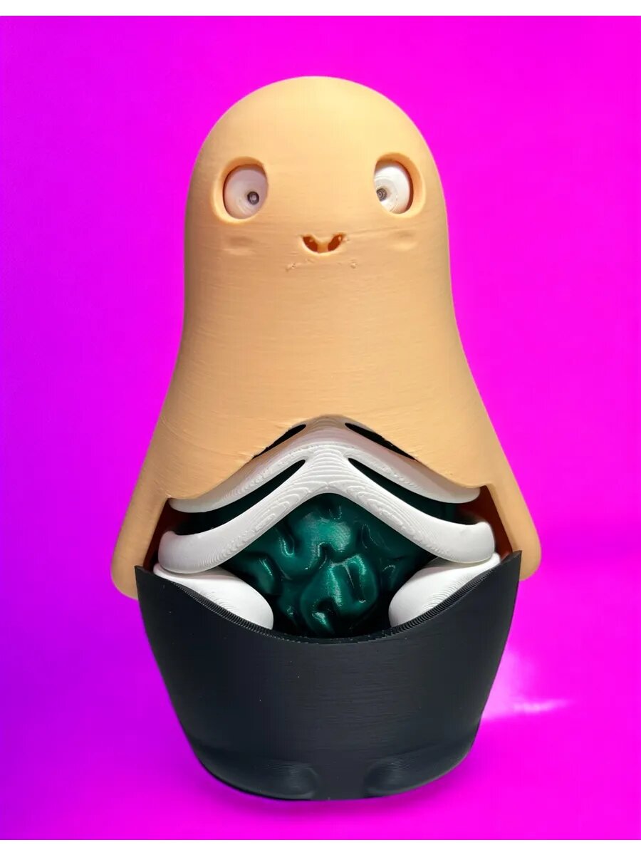 Матрешка - Muerta уникальная 13 см 10 элементов скелет сердце фигурка — фото 1