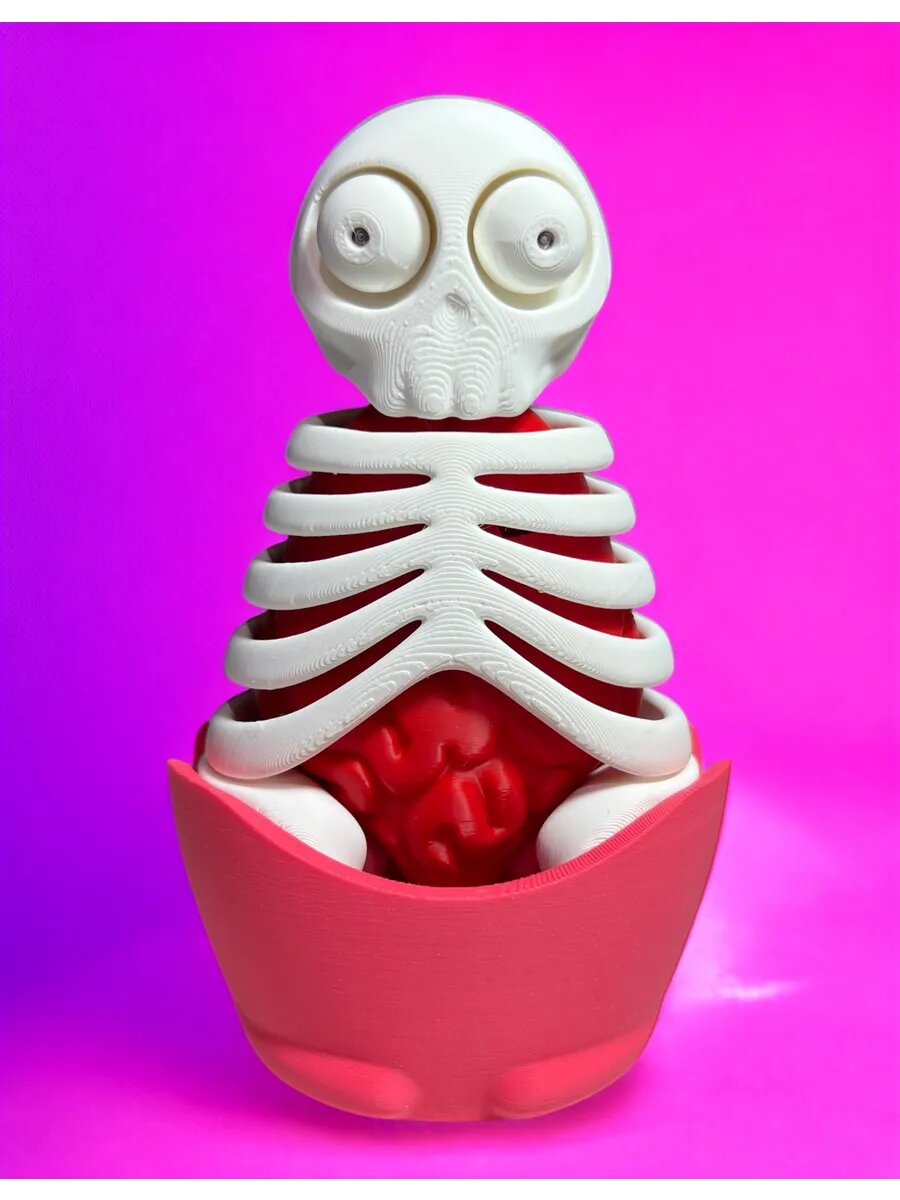 Матрешка - Muerta уникальная 13 см 10 элементов скелет сердце фигурка — фото 1